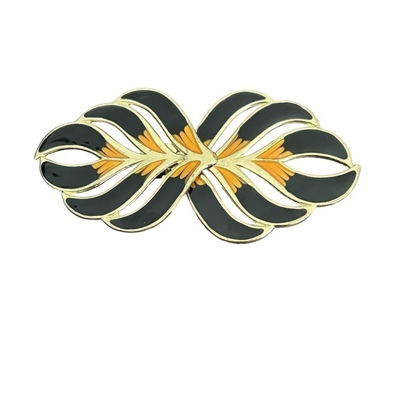 Vintage 80’s Black Adjustable Stretch Enamel Statement Buckle Belt - Picture 3 of 16